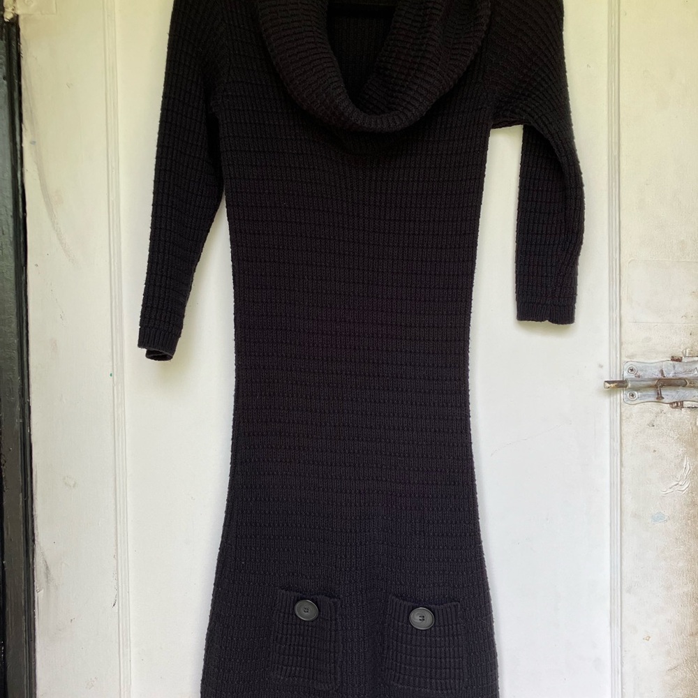 Black Cowl Neck Sweater Dress